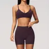 Conjunto Novo de Roupa de Yoga Transfronteiriço para Mulheres, Decote em V, Costas Abertas, Cintura Alta, Fitness Esportivo, Treinamento de Pilates Conjunto de Duas Peças 9616