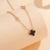 Colar Original Tichia Trevo de Quatro Folhas Feminino Prata de Lei S925 Estilo Coreano Moda Luxo Acessível Colar de Ágata de Alta Qualidade