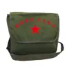 Bolsa de Lona Retro de Rendimiento Cruzada Bolsa Lei Feng Bolsa de Hombro Antigua de Liberación Estilo Antiguo Era Bolsa Escolar Verde Bolsa de Estrella de Cinco Puntas