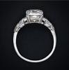 Wecheng desea Nuevo anillo irregular trapezoidal cuadrado diamante Topacio zafiro anillo europeo y americano plateado