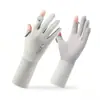 Guantes de Seda de Hielo Estilo Nuevo de Verano, Guantes Deportivos para Exteriores con Protección Solar para Mujer, Guantes Antideslizantes de Verano Anti-UV para Conducir y Ciclismo