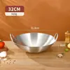 Wok de Aço Inoxidável Extra Grande Extra Grosso com Duas Alças Wok Doméstico Wok de Grande Capacidade Aplicável a Fogão a Gás Fabricante Atacado