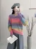 Primavera 2026 Nuevo Estilo Top de Punto Fino Calado Color Degradado Estilo Coreano Holgado Estilo Suave Suéter Pulóver para Mujer