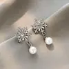 Pendientes de Perla de Circonita Imitación para Mujer, Elegantes y Lujosos, Gama Alta, Clavos Amigables con los Oídos, Nuevos Pendientes de Aro Modernos y Versátiles