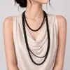 Colar de pérolas de vidro de três camadas Acessórios femininos vintage para todos os jogos Pequeno estilo Chanel Corrente de lã multicírculo Corrente de clavícula Cheongsam