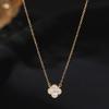 Collar de Plata de Ley 925 Flor de Cuatro Hojas de la Suerte para Mujer, Lujo Accesible y Versátil Cadena Clavicular Turquesa con Accesorios Apilables de Flor de Diamante