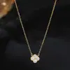 Collar de Trébol Turquesa Chapado en Plata S925 Oro K para Mujer Nicho Francés 2025 Cadena de Clavícula de Alta Gama