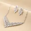 2026 Nueva Joyería Nupcial Transfronteriza de Amazon Zircón Pedrería Collar Pendientes Anillo Accesorios Al Por Mayor
