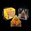 Adorno de Pirámide de Bola de Cristal Natural, Pieza de Decoración para el Hogar de Grava de Cristal Recubierta de Resina, En Caja