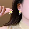 Brincos de Laço com Flor de Verão para Mulheres 2026 Novo Estilo Popular Estilo Doce Brincos Levemente Luxuosos High-End Versáteis