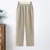 Pantalones Cortos Casuales de Verano 2026 Estilo Nuevo para Mujeres de Mediana Edad, Delgados, Elásticos, de Cintura Alta, Caídos, Pierna Recta, Adelgazantes