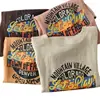 Camiseta de verano de manga corta con estampado de letras vintage de algodón y lino para mujer, talla grande, holgada, cuello redondo, combina con todo, informal, para mujer