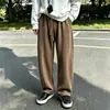 Pantalones casuales de chenilla europeos y americanos para hombre, pantalones de pierna ancha con cordón de patrón de espiga para otoño e invierno, de cintura alta, fluidos, deportivos, de pierna recta, largos