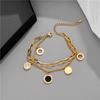 Pulsera de acero de titanio de doble capa con concha blanca y negra con números romanos para mujer, joyería popular hecha a mano, nueva llegada, accesorios para pulsera, joyería