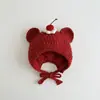 Chapéu de Bebê Coreano Yipan Inverno Fofo para Meninos e Meninas Chapéu Quente de Tricô Chapéu de Lã para Bebê Chapéu com Proteção de Orelha