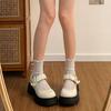Mocasines Versátiles de Tacón Grueso y Suela Gruesa Estilo Británico para Mujer Nuevo Estilo de Verano con Falda Zapatos de Tacón Mary Jane con Punta Redonda para Mujer