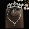 Coroa elegante de noiva Mori Super fada cocar conjunto de três peças novo colar acessórios de casamento brincos de aniversário casamento mulheres