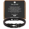 Procesamiento transfronterizo hebilla magnética acero inoxidable pulsera de cuero tejida a mano temporada escolar horóscopo pulsera para hombre grabado