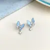 "Cintas de Mar Azul" Viñeteado degradado plato para incienso repelente de mosquitos con goteo de aceite pendiente pequeño fresco dulce pendientes de clip para oreja