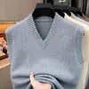 Chaqueta chaleco para primavera y otoño, nuevo suéter popular para mujer, estilo coreano, cuello en V, holgado, chaleco top elegante