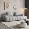 Sofá de Couro Estilo Creme para Arranhar Gatos para Apartamentos Pequenos, Salas de Estar, Casas de Aluguel, Sofá Minimalista de Linhas Retas em Tecido Puff