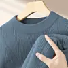 Suéter Simples de Gola Redonda em Lã Merino Lyocell para Homens 2026 Elegante Quente Camada Base Malha Estilo Maduro Atacado