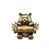 Panda de tubo de bambú grande de latón puro, panda tesoro nacional, regalo cultural y creativo vintage, mascota de té decorativa para escritorio, adorno de cobre artesanal