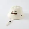 Chapéu de pescador para bebê de 2 anos, design fofo de cachorrinho bordado, chapéu bucket para bebês e crianças pequenas, estilo Maillard, chapéu de veludo para criança pequena, transfronteiriço