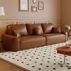 Sofá de cuero aceitado encerado estilo retro para rasguños de gato para salas de estar pequeñas, uso doméstico, lujo ligero, minimalista, alta gama, sofá de bloque de líneas rectas