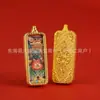Colgante Pequeño Eléctrico Thangka de Oro Real de 18K Buda Zaki Ram Dios Amarillo de la Riqueza Tara Verde Manjushri Bodhisattva Barra de Oro