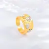 Anel Retrô Transfronteiriço para Homens, Embelezado com Anel de Favo de Mel com Strass, Design Personalizado, Anel Ajustável com Boca Viva Presente