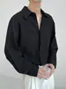 Camisa de manga larga de alta gama para hombre con textura arrugada, camisa moderna estilo coreano, nuevo estilo primavera y otoño, top casual elegante y holgado para hombre