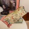 22271 Nueva Bolsa de Lápices Floral Bordada Bolsa de Papelería para Estudiantes Simple Pequeña Fresca Bolsa de Almacenamiento de Cosméticos