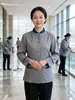 Novo conjunto de uniforme de outono/inverno com mangas compridas para equipe de governança de hotel, gerenciamento de propriedades e equipe de limpeza de hospital