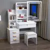 Penteadeira Transfronteiriça com Gavetas e Fechadura, Mesa de Toucador para Quarto, Mesa de Maquiagem, Pequeno Armário de Armazenamento para Moradia Alugada