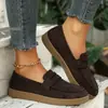 Novos Mocassins Femininos de Tamanho Grande para Primavera e Outono, Sapatos de Moda Planos Slip-On com Bico Redondo