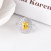 Anillo de lujo europeo y americano con forma de huevo de ganso, citrino de doble color chapado electrolíticamente, anillo de compromiso de diamante de imitación octogonal octava súper brillante
