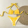 Traje de Praia 2025 Feminino Maiôs Bikini Elemento Estampado Alças Halter