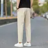 Pantalones Casuales Emperor Paul Verano Negocios Ajuste Delgado Elástico Color Sólido Versátil Delgados de Gama Alta Rectos de Nueve Puntos para Hombre
