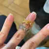 Anillo de Mariposa Calado de Encaje Estilo Ins de Lujo Ligero Elegante Versátil de Gama Alta Cepillado con Diamantes Abierto para Mujer
