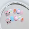 Uñas prefabricadas hechas a mano en naranja dulce con lindo graffiti de becerro, diseño infantil de caramelo, uñas postizas desmontables para niños, 30 piezas