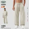 Calça de Moletom Pesada CKX Masculina com Forro de Lã 390G, Marca Americana Retro Tendência, Silhueta de Foice com Punho, Calça Solta com Efeito Desgastado