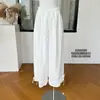 Pantalones de Lino Ligeros Pantalones Casuales de Lino Borde Suelto Cintura Elástica Pierna Ancha Suelta Estilo Pantalones de Pierna Ancha Blancos Rosas