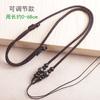 Colar com Cordão de Contas Redondas Prateadas e Sândalo Cordão DIY Tecido à Mão Pingente de Ágata com Mantra Esmeralda Cordão