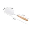 Espátula de Acero Inoxidable Gadget de Cocina Espátula para Freír Espátula para Barbacoa Mango de Madera Espátula para Bistec Mango Largo Revendedor Multifuncional para Moxibustión de Arcilla