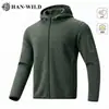 Jaqueta corta-vento de fleece com capuz Hanye L5, para primavera e outono, jaqueta de camada interna, roupa térmica para esportes ao ar livre, unissex