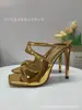 2026 Verão Novo Estilo Comércio Exterior Bico Quadrado Peep-Toe Salto Ultra Alto Tiras Cruzadas Salto Fino Tamanho Grande Chinelos Sem Costas para Mulheres
