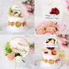 Decoração de Bolo Dia das Mães Flores Bonitas Cartão de Bolo de Aniversário Bandeira de Amor Acrílica Sobremesa de Festa