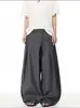 Pantalones de hombre a rayas de estilo American Old Money de moda con diseño de botones, Pantalones largos vintage de pierna ancha en línea A, Ligeramente drapeados y curvados