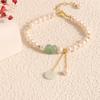 Colgante de moneda de flor de piedra natural pulsera de perlas de agua dulce nuevo estilo chino pulsera moderna personalizada simple nicho fresco